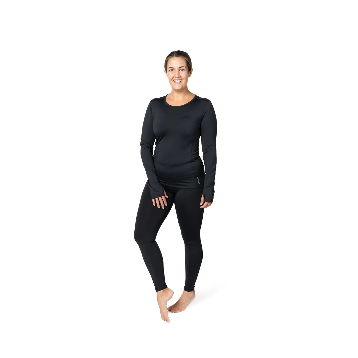 Hot Chillys Womens Micro-Elite Chamois Crewneck Baselayer - Black