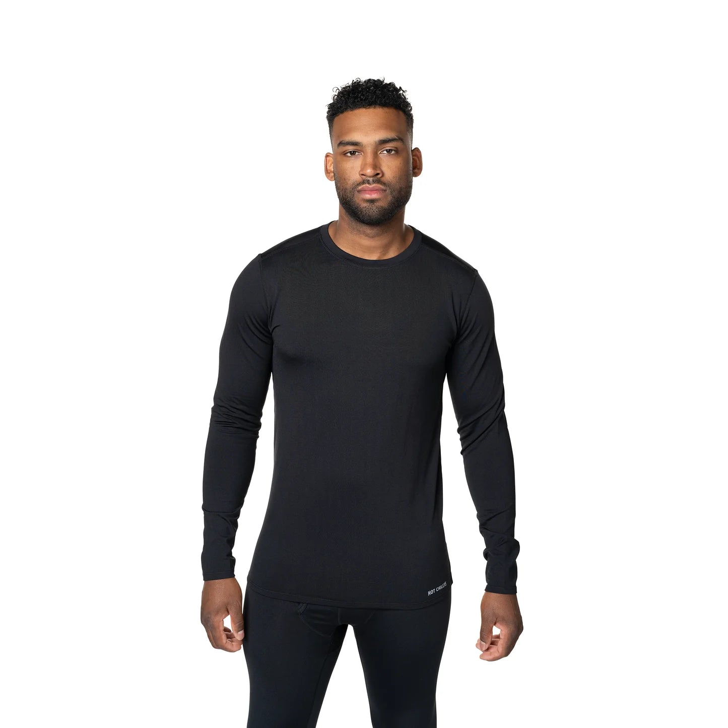 Hot Chillys Mens Micro-Elite Chamois Crewneck Baselayer - Black