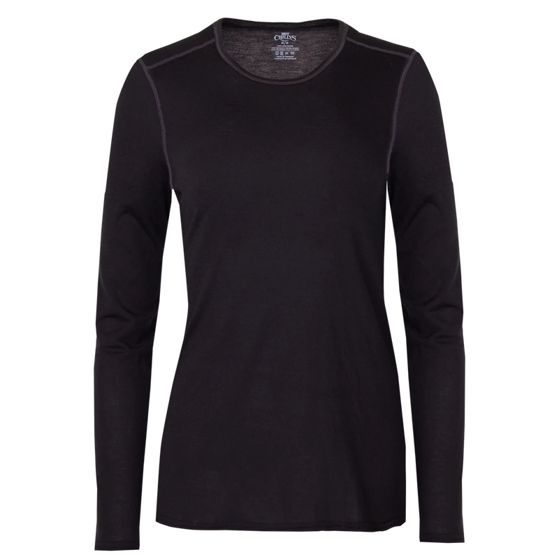 Hot Chillys Womens Pepper Bi-Ply Crewneck Baselayer - Black