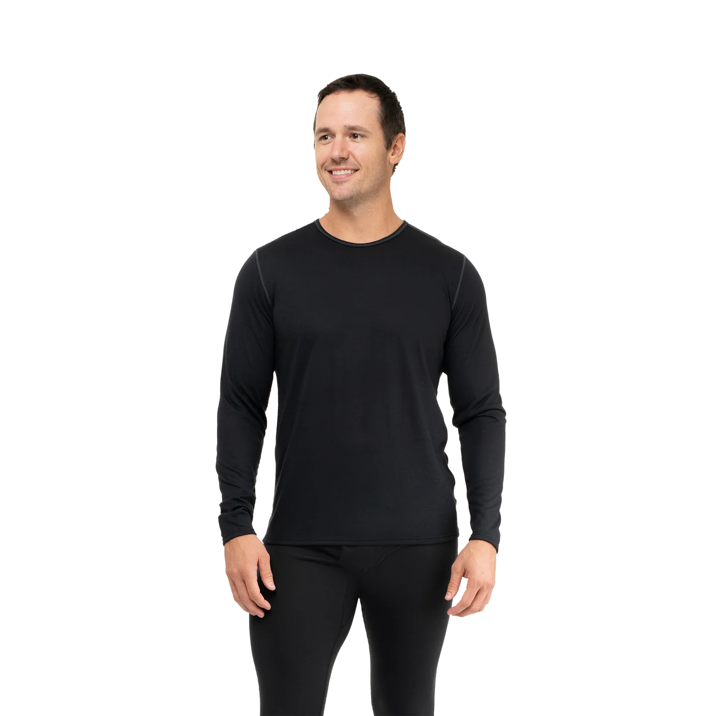 Hot Chillys Mens Pepper Bi-Ply Crewneck Baselayer - Black