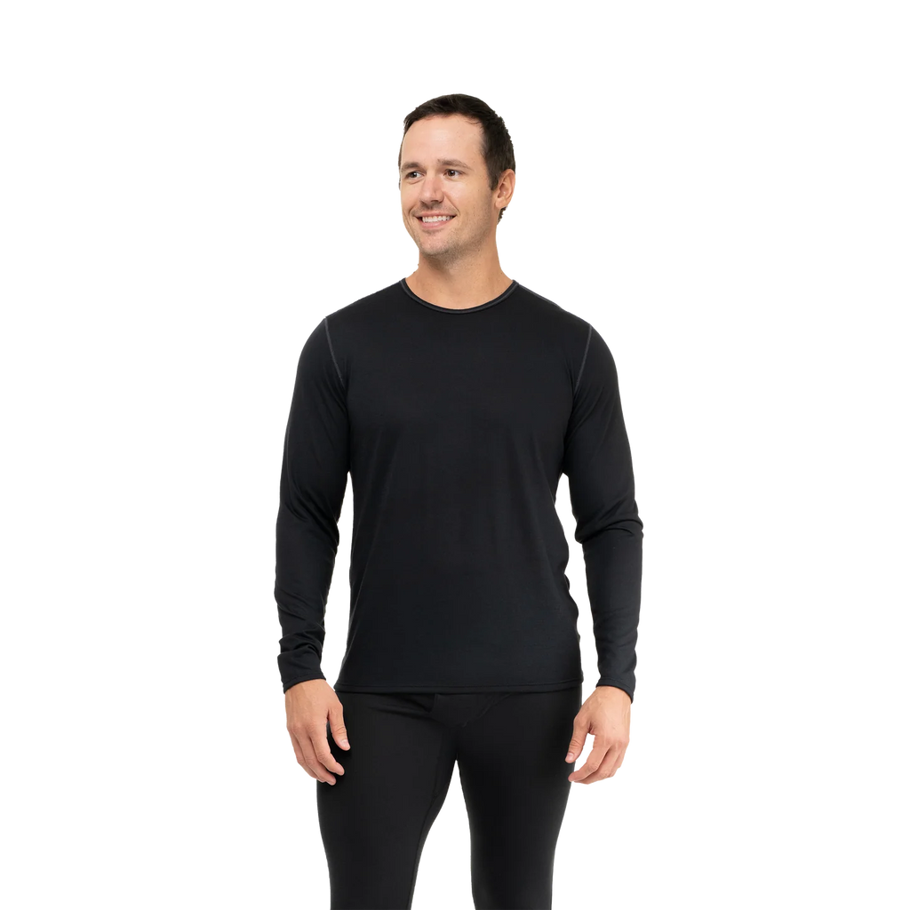 Hot Chillys Mens Pepper Bi-Ply Crewneck Baselayer - Black