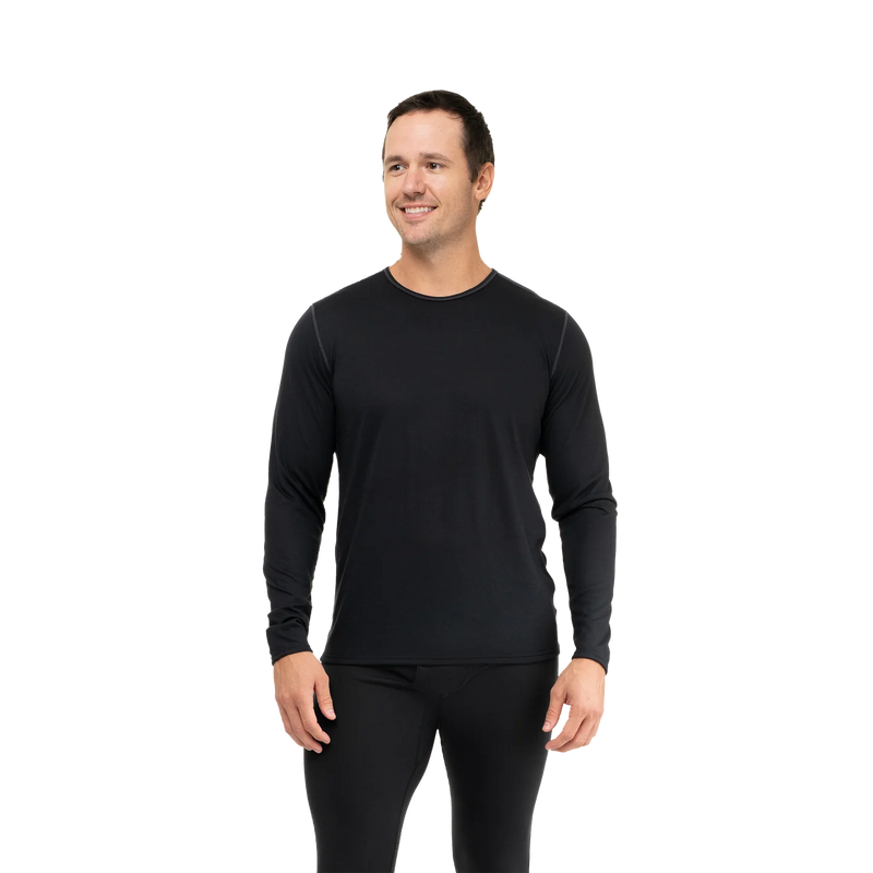 Hot Chillys Mens Pepper Bi-Ply Crewneck Baselayer - Black
