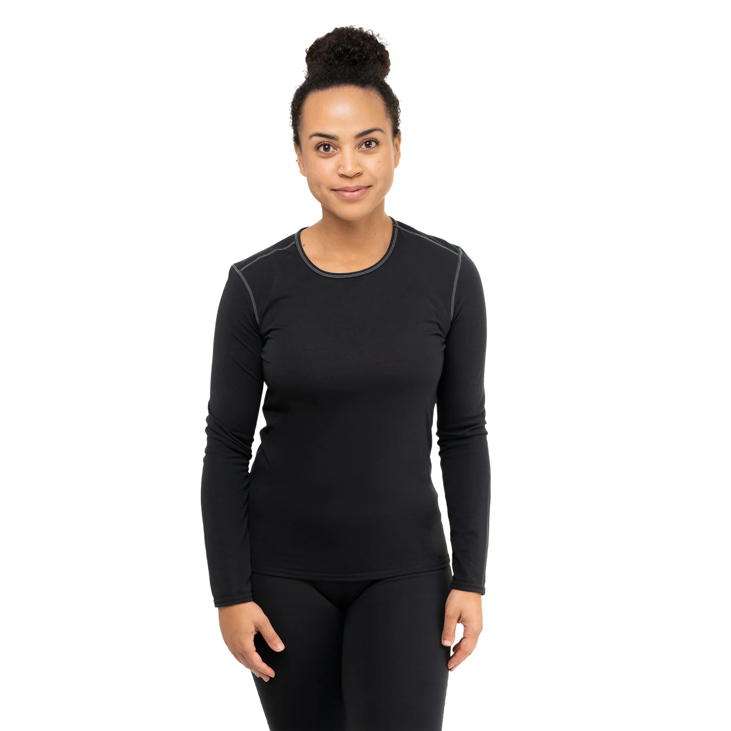 Hot Chillys Womens Pepper Bi-Ply Crewneck Baselayer - Black