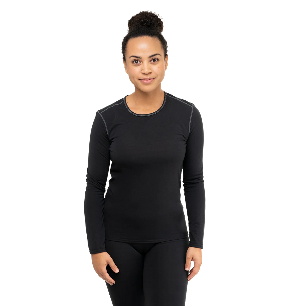 Hot Chillys Womens Pepper Bi-Ply Crewneck Baselayer - Black