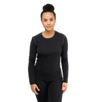 Hot Chillys Womens Pepper Bi-Ply Crewneck Baselayer - Black