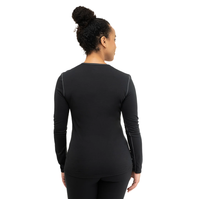Hot Chillys Womens Pepper Bi-Ply Crewneck Baselayer - Black