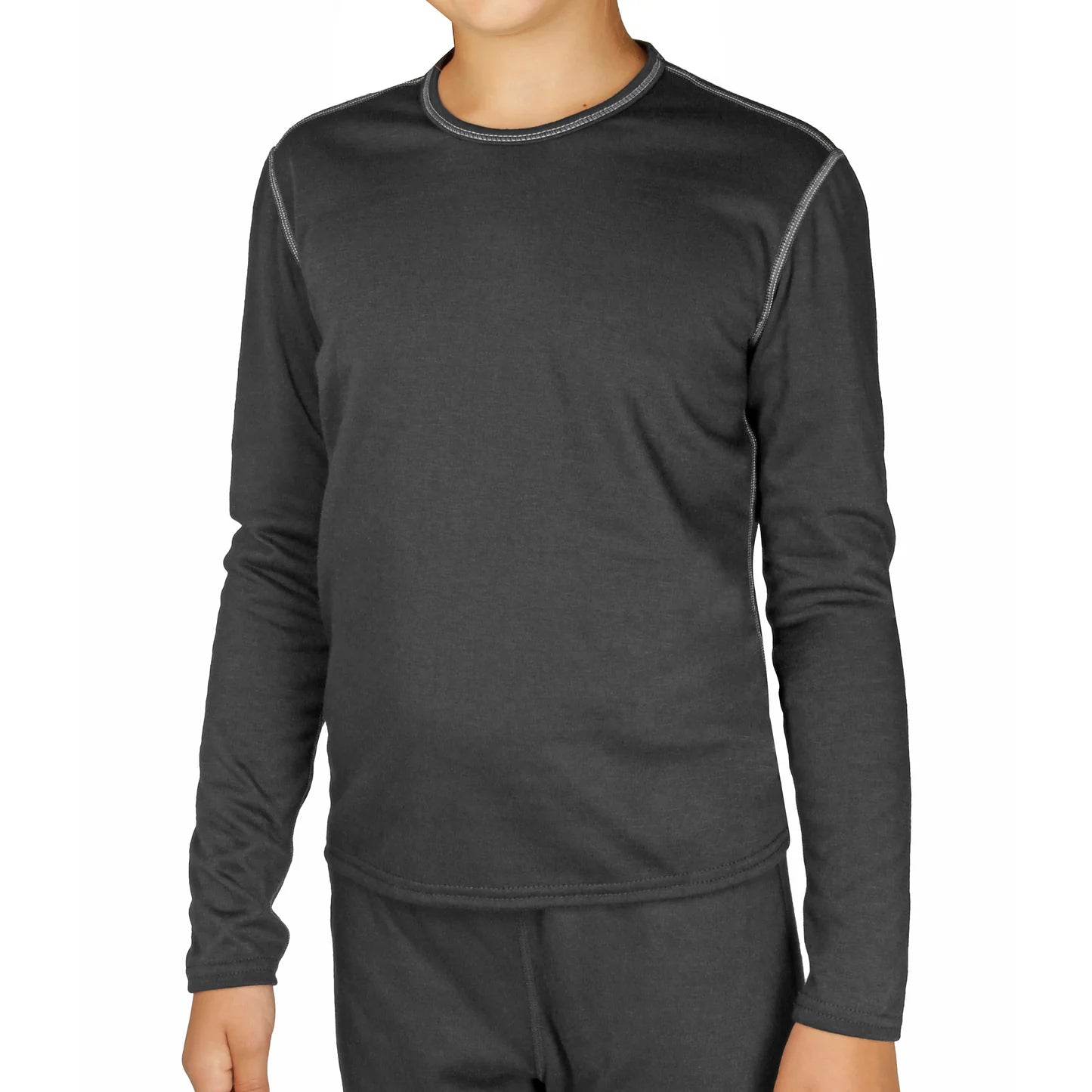 Hot Chillys Youth Pepper Bi-Ply Crewneck Baselayer - Black