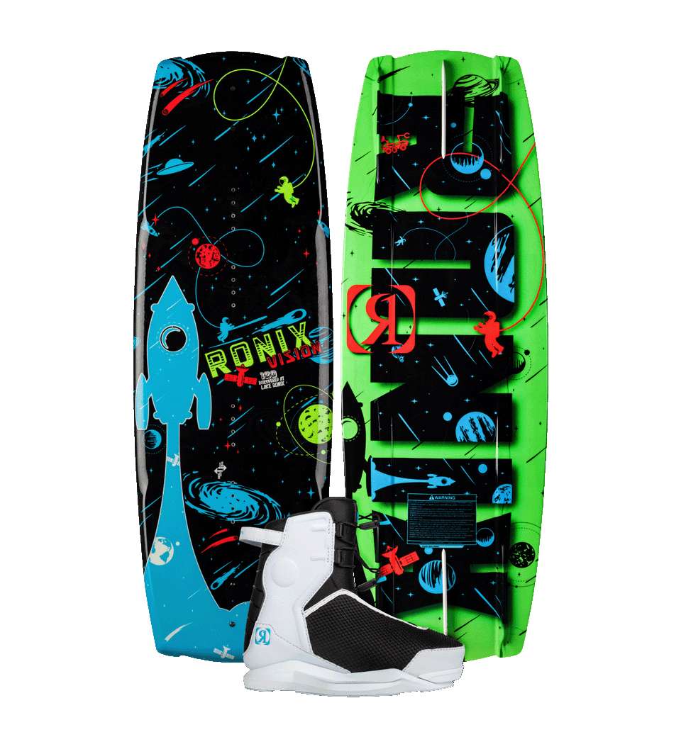 2024 Ronix Vision With Vision Pro Bindings Kids Wakeboard Package