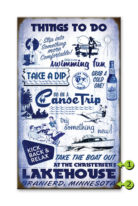 "THINGS TO DO AT THE LAKE" CUSTOM SIGN - pullproshop.com