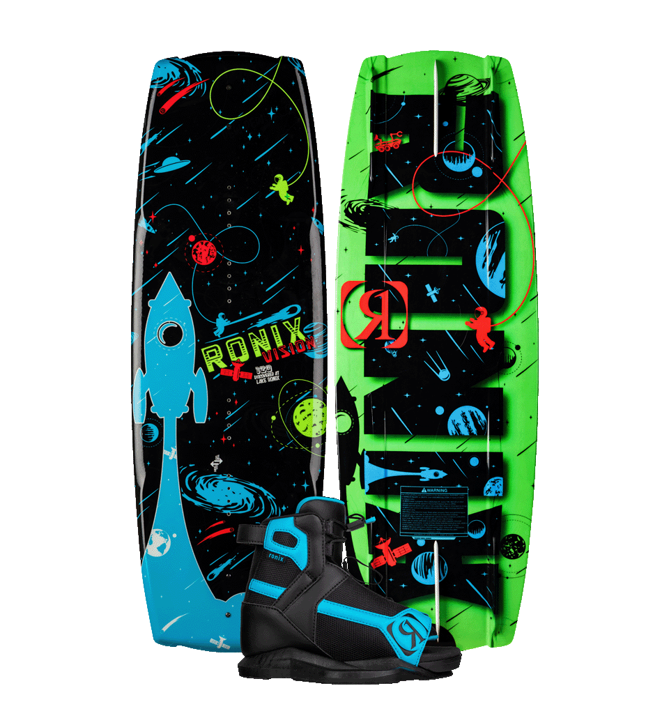 2023 Ronix Vision With Vision Bindings Kids Wakeboard package