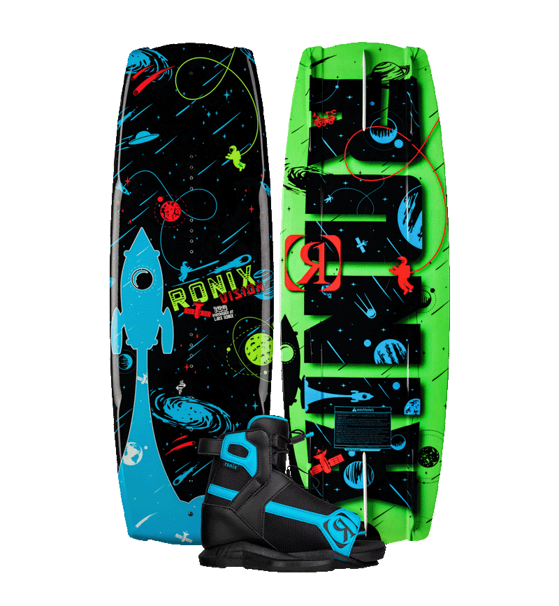 2025 Ronix Vision With Vision Bindings Kids Wakeboard package